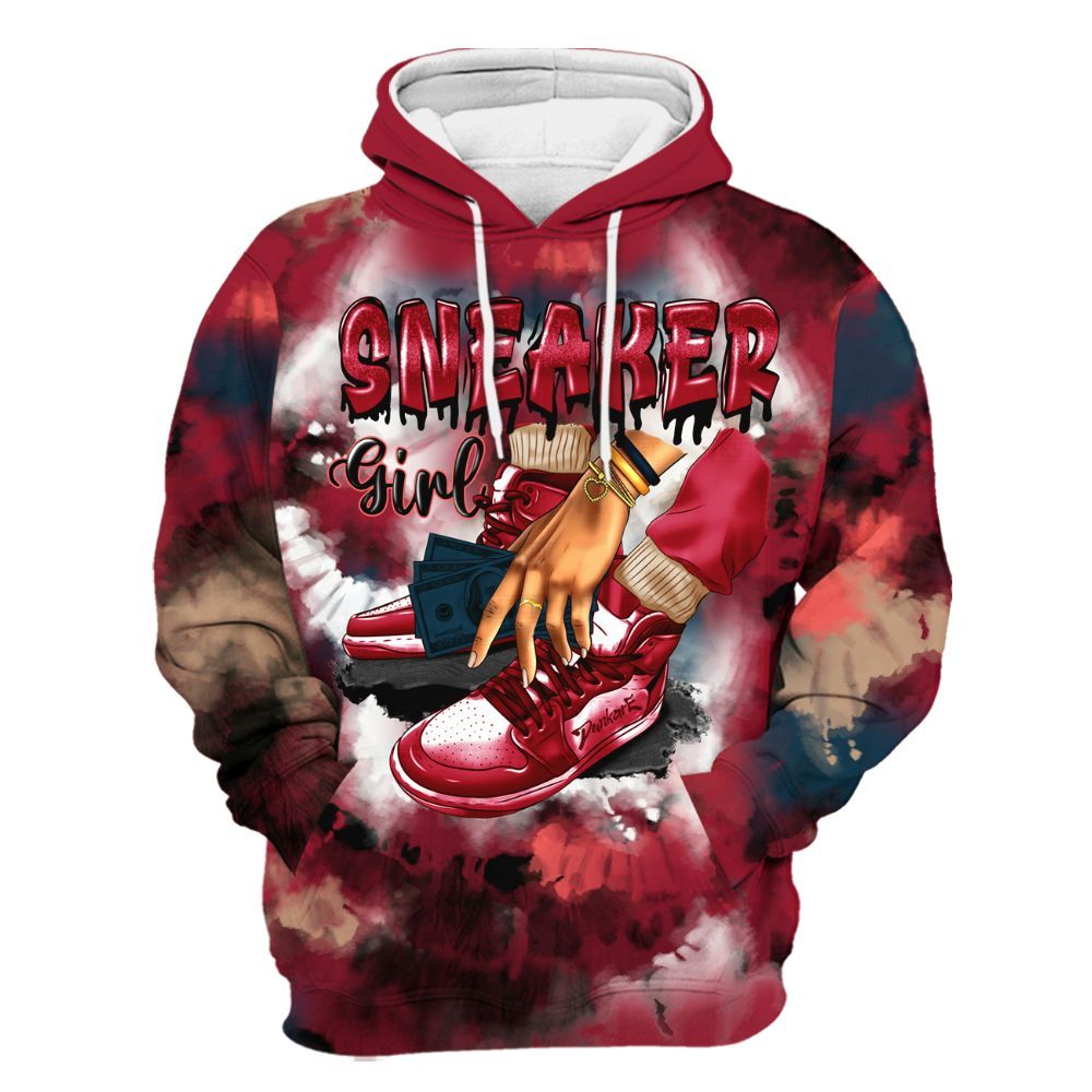 Hoodie To Match Mid Multi Color 2022 1s - SNEAKER Girl Money Drip Tie Dye All Over Print