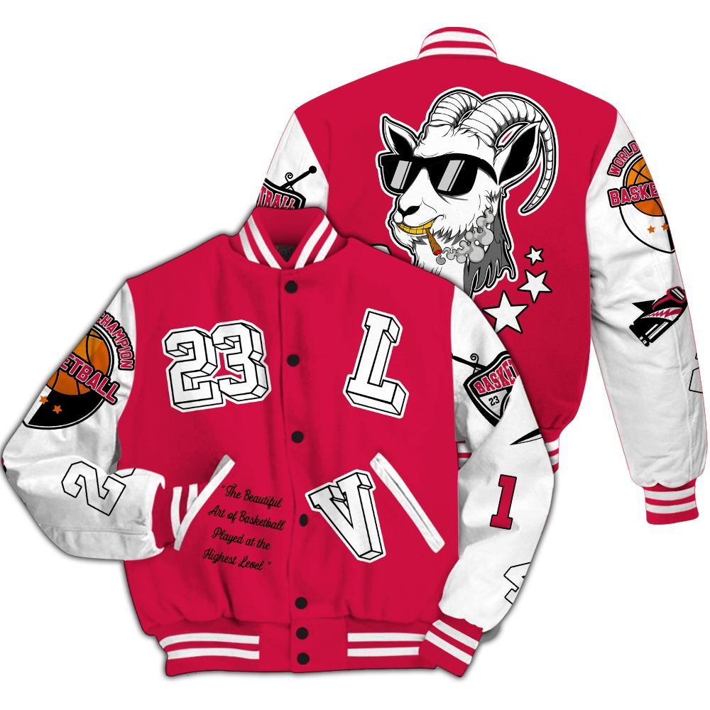 Varsity Jacket To Match Black Toe 14s - The GOAT Got Em Retro Graphic All Over Print