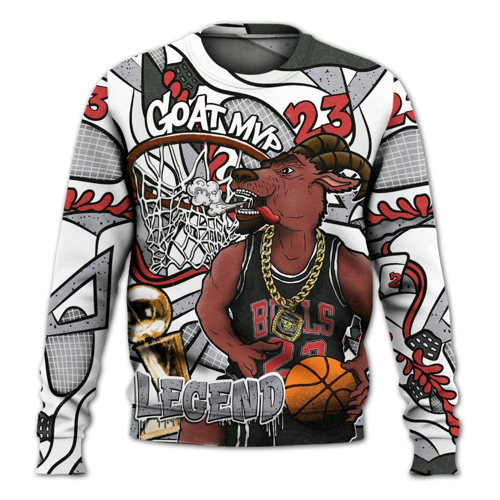 Sweatshirt To Match White Cement 4s - 23 Goat JD All Over Print