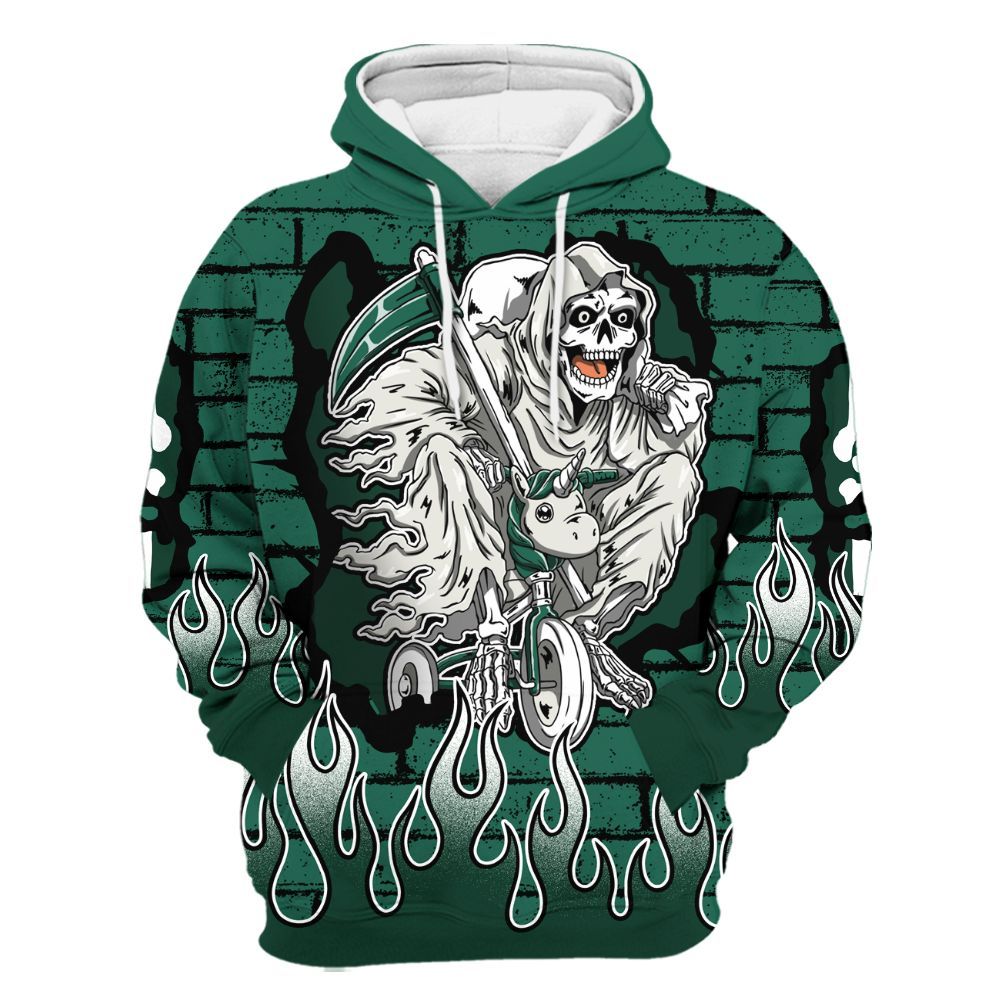 Hoodie To Match Oxidized Green 4s - Self Make Skeleton Crashed All Over Print