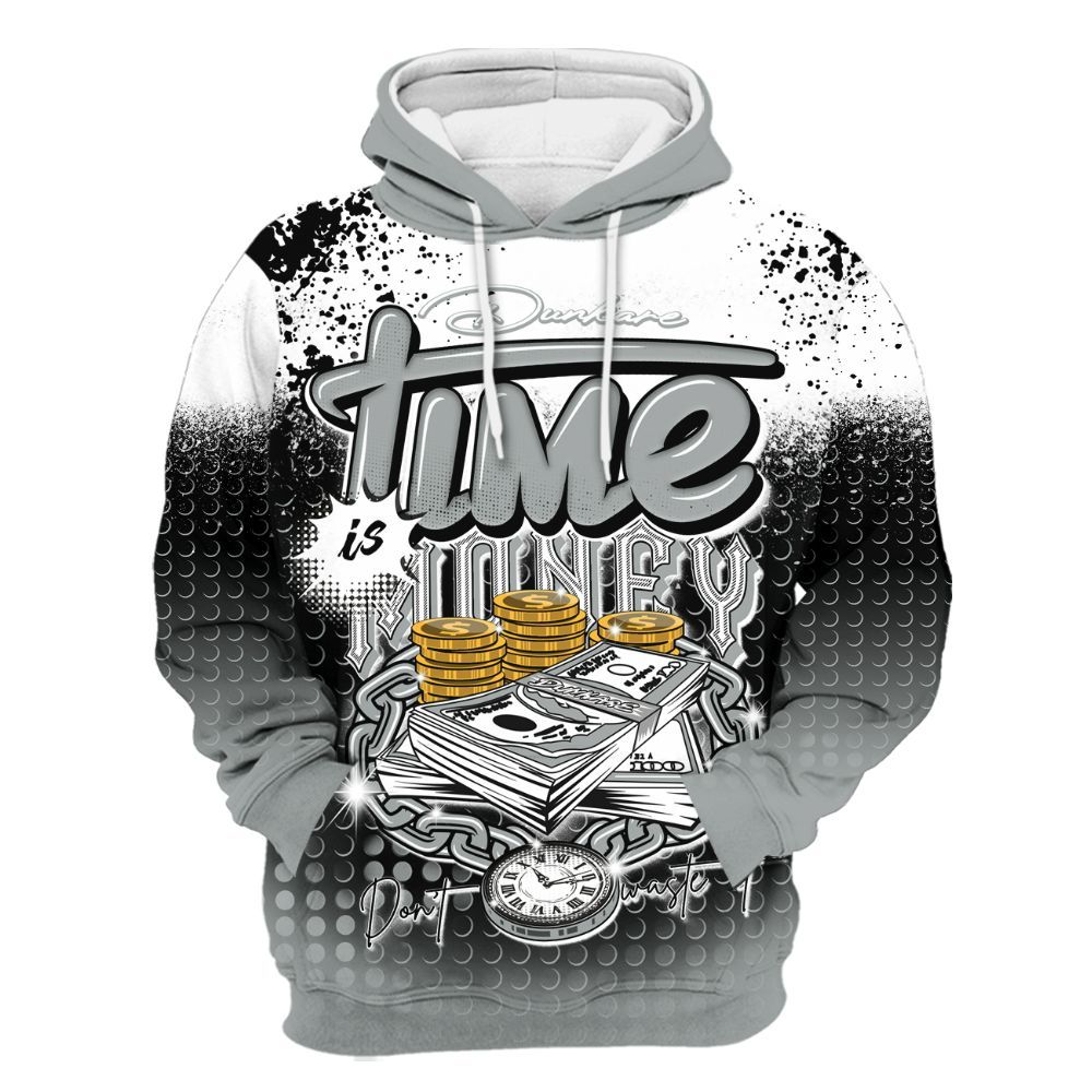 Hoodie To Match Dunk Low White Light Smoke Grey - Halftone Time Is Money All Over Print