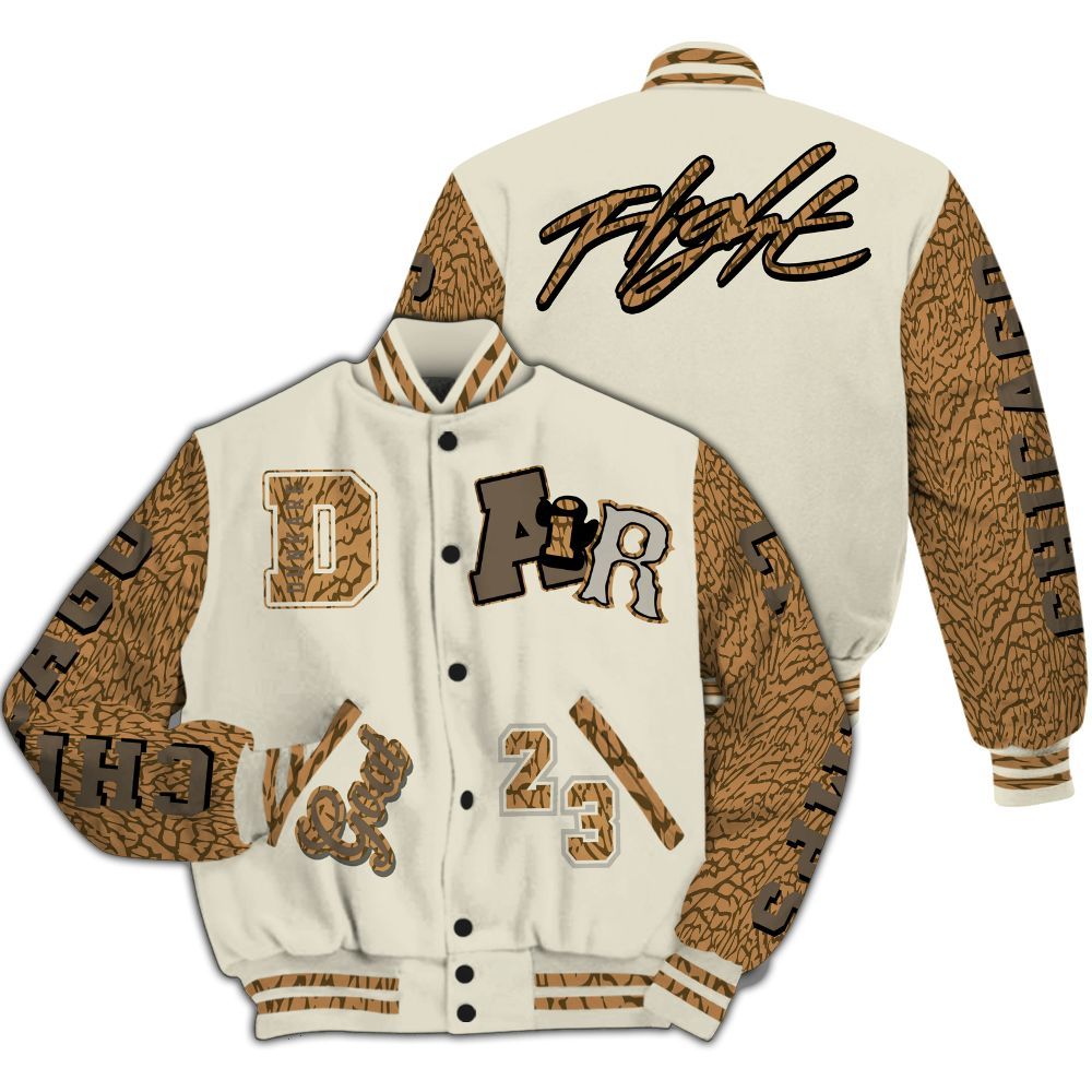 Varsity Jacket To Match Orewood Brown 3s - AIR Number 23 GOAT All Over Print