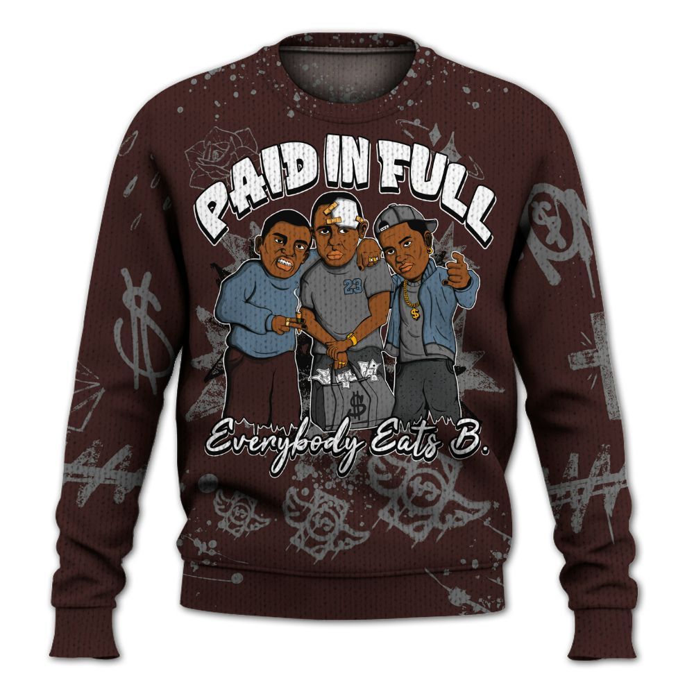 Knitted Sweater To Match Burgundy 5s - Everybody Paid In Full Crayon