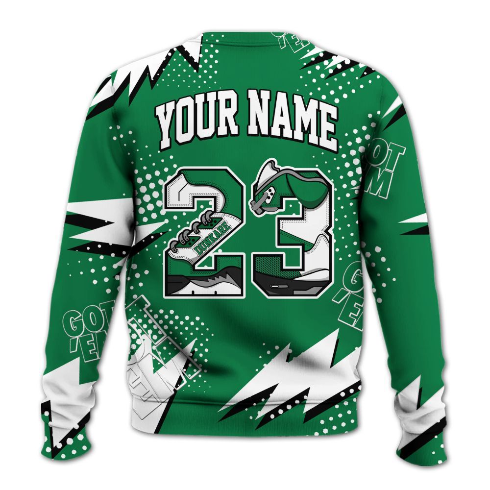 Sweatshirt To Match Pine Green 13s - Custom Name Number 23 5s All Over Print