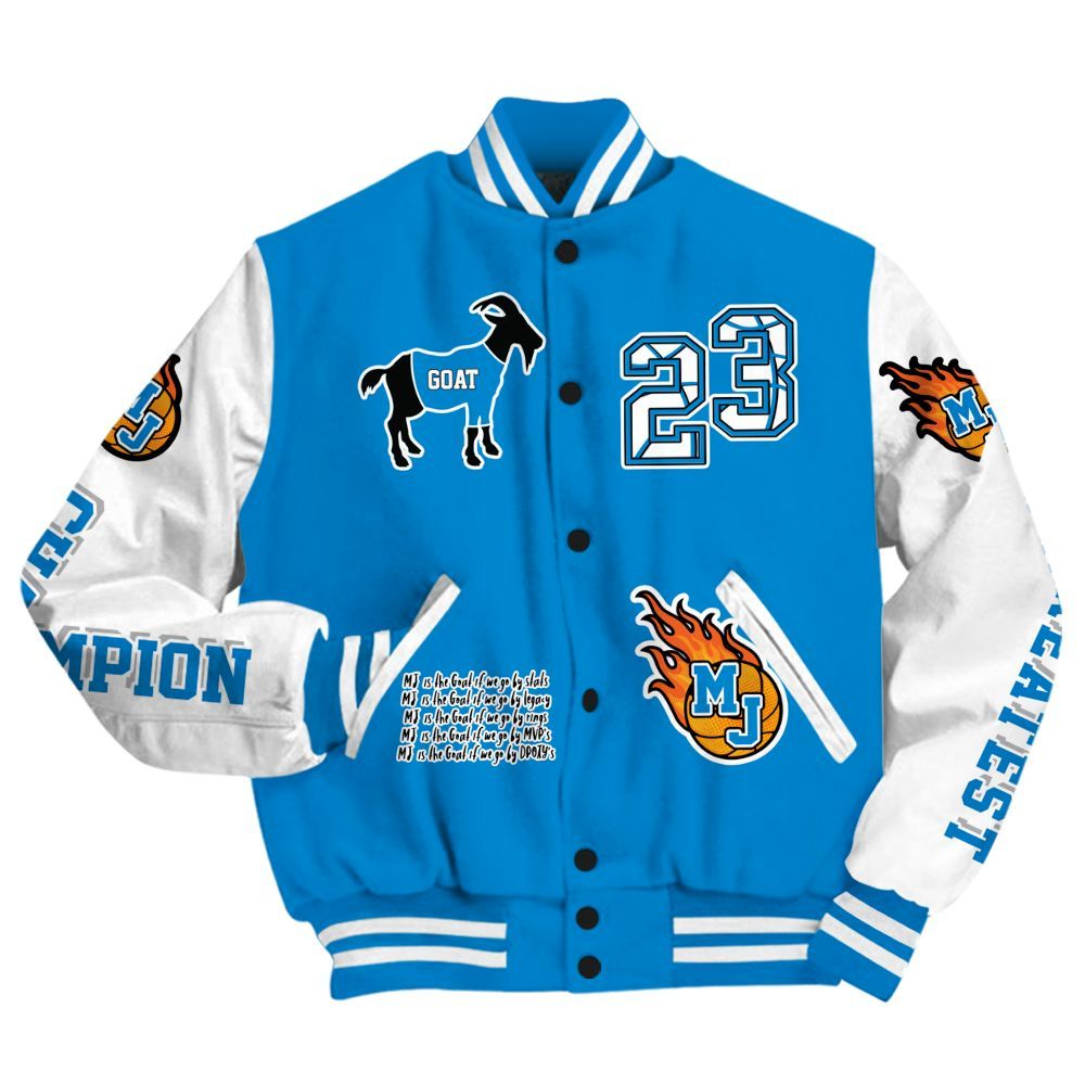 Varsity Jacket To Match Industrial Blue 4s - 23 G.0.A.T Jump Up Basketball All Over Print