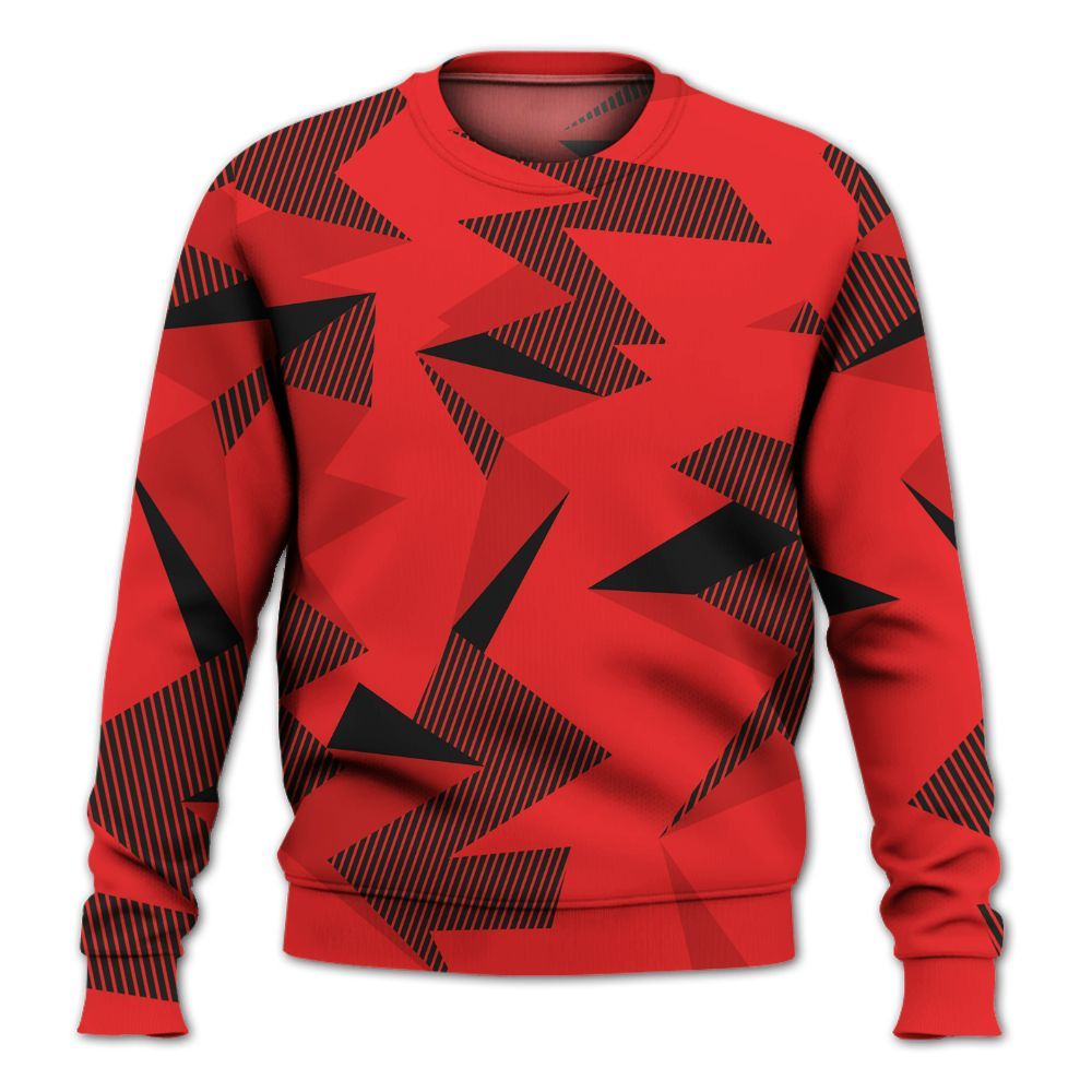 Sweatshirt To Match Red Thunder 4s - Geometric Camouflage Pattern All Over Print