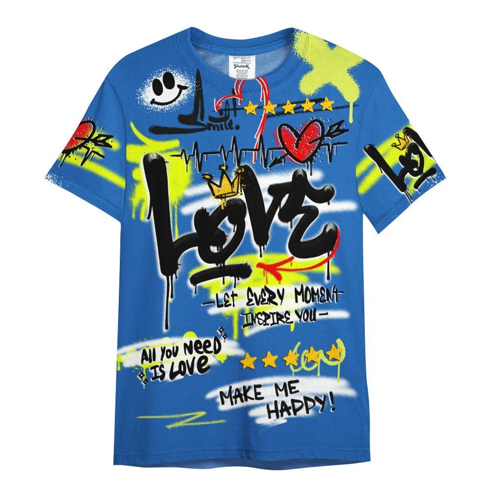 Shirt To Match Griffey Max 1 Varsity Royal - Happy Love Beats Graffiti Streetwear All Over Print