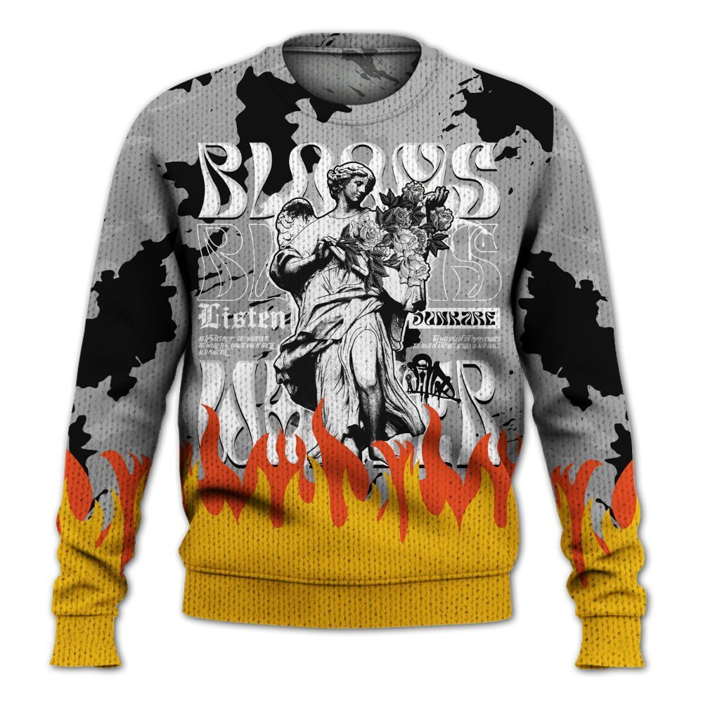 Knitted Sweater To Match Black Wolf Grey 12s - Blooms Whisper Retro