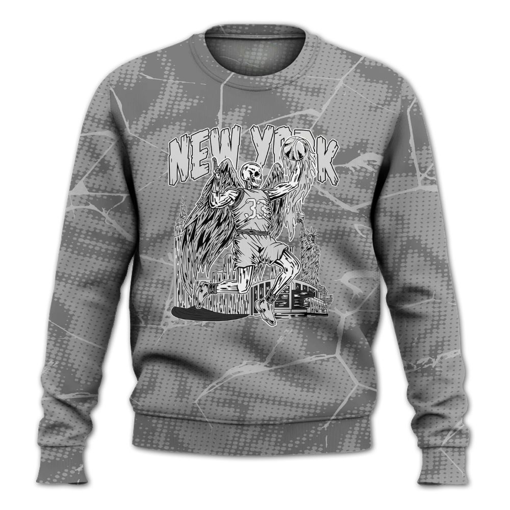 Sweatshirt To Match Black Wolf Grey 12s - Ewing Era Skeleton Crack All Over Print