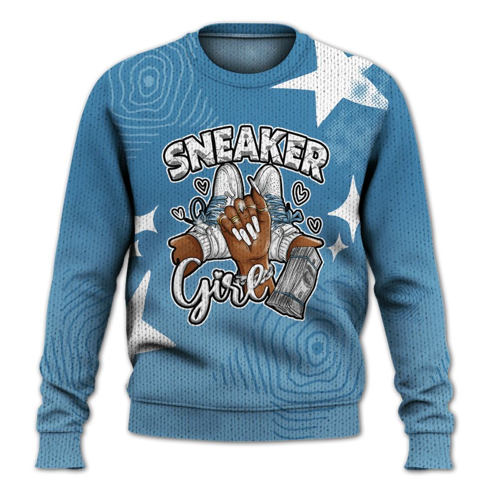 Knitted Sweater To Match High OG UNC Reimagined 1s - Sneakerz Girlz Unique Starz