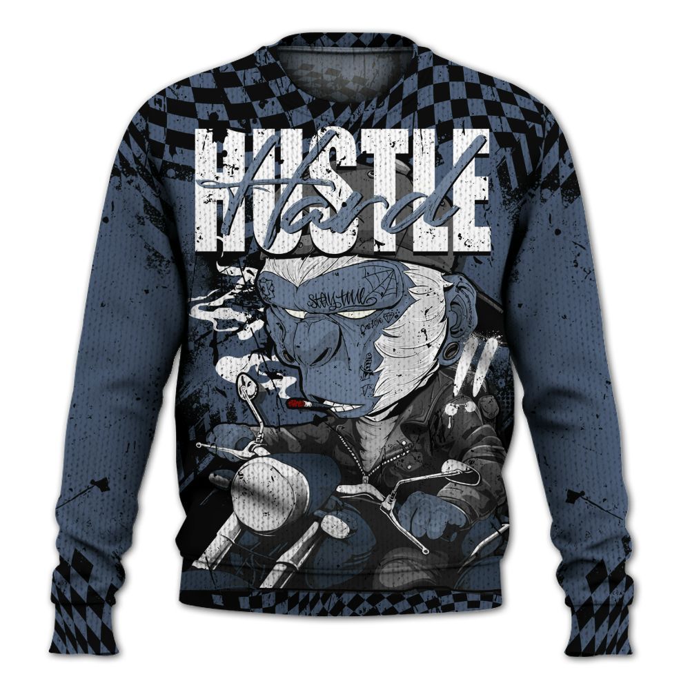 Knitted Sweater To Match Low Diffused Blue 11s - Hustle Hard Monkey