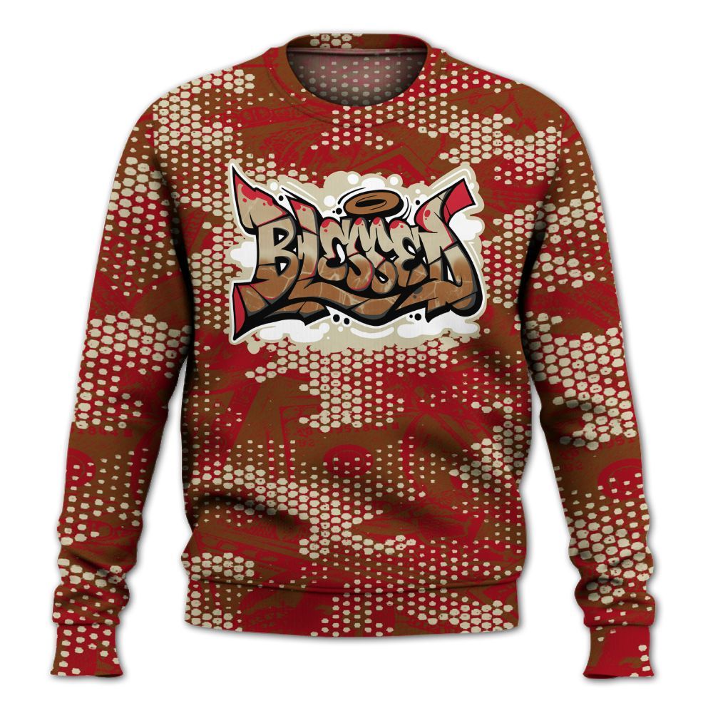 Sweatshirt To Match Archaeo Brown 5s - Blessing Graphic Banknotes All Over Print