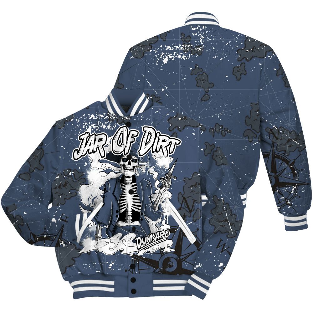 Varsity Jacket To Match Low Diffused Blue 11s - Skeleton Jar Of Dirt Retro All Over Print