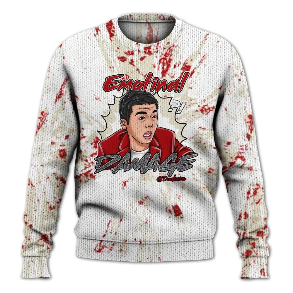 Knitted Sweater To Match Cement Grey 3s - Damaged Meme Shirt Unisex Outfit