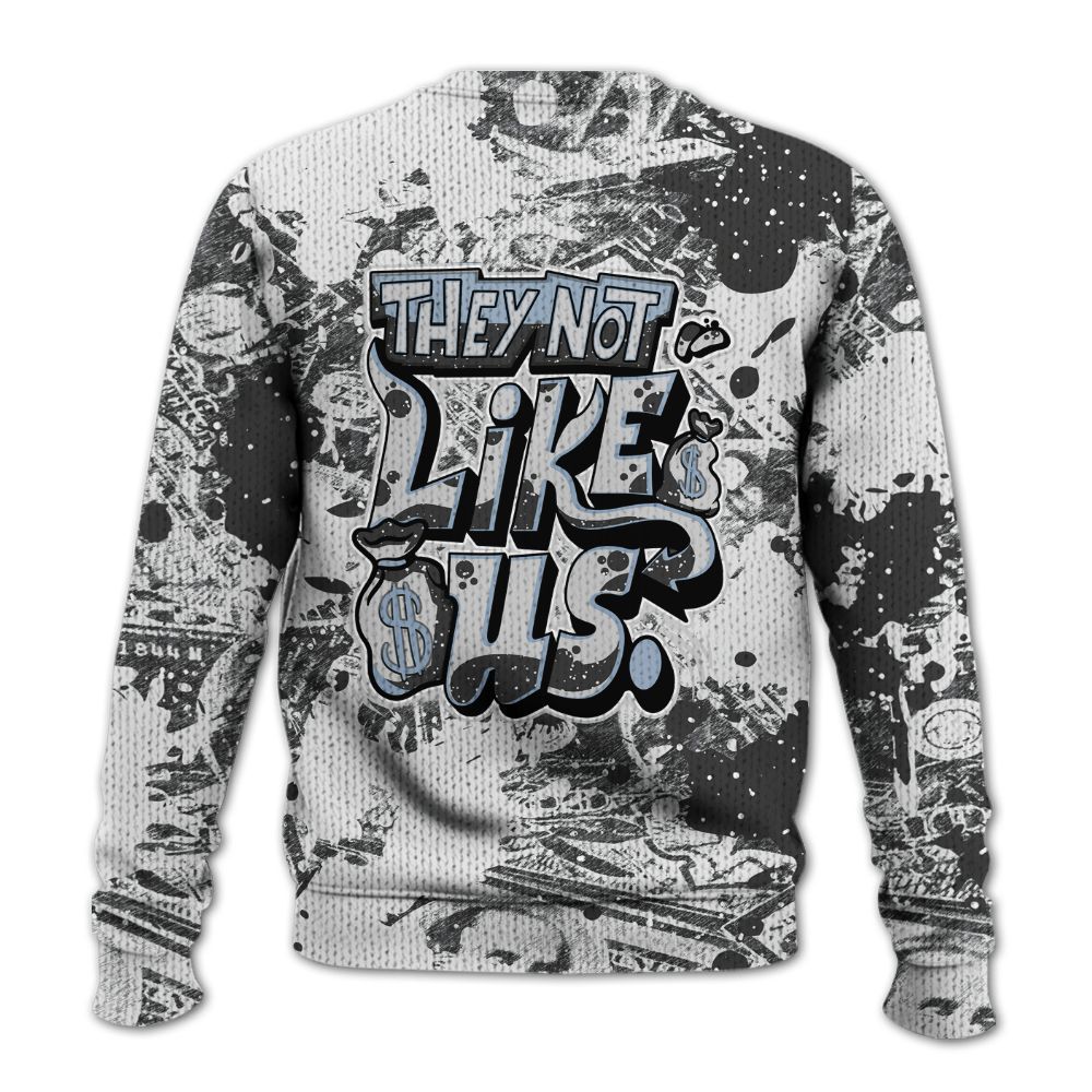 Knitted Sweater To Match Reverse Black White 6s - Dislike Us Graphic Street Art