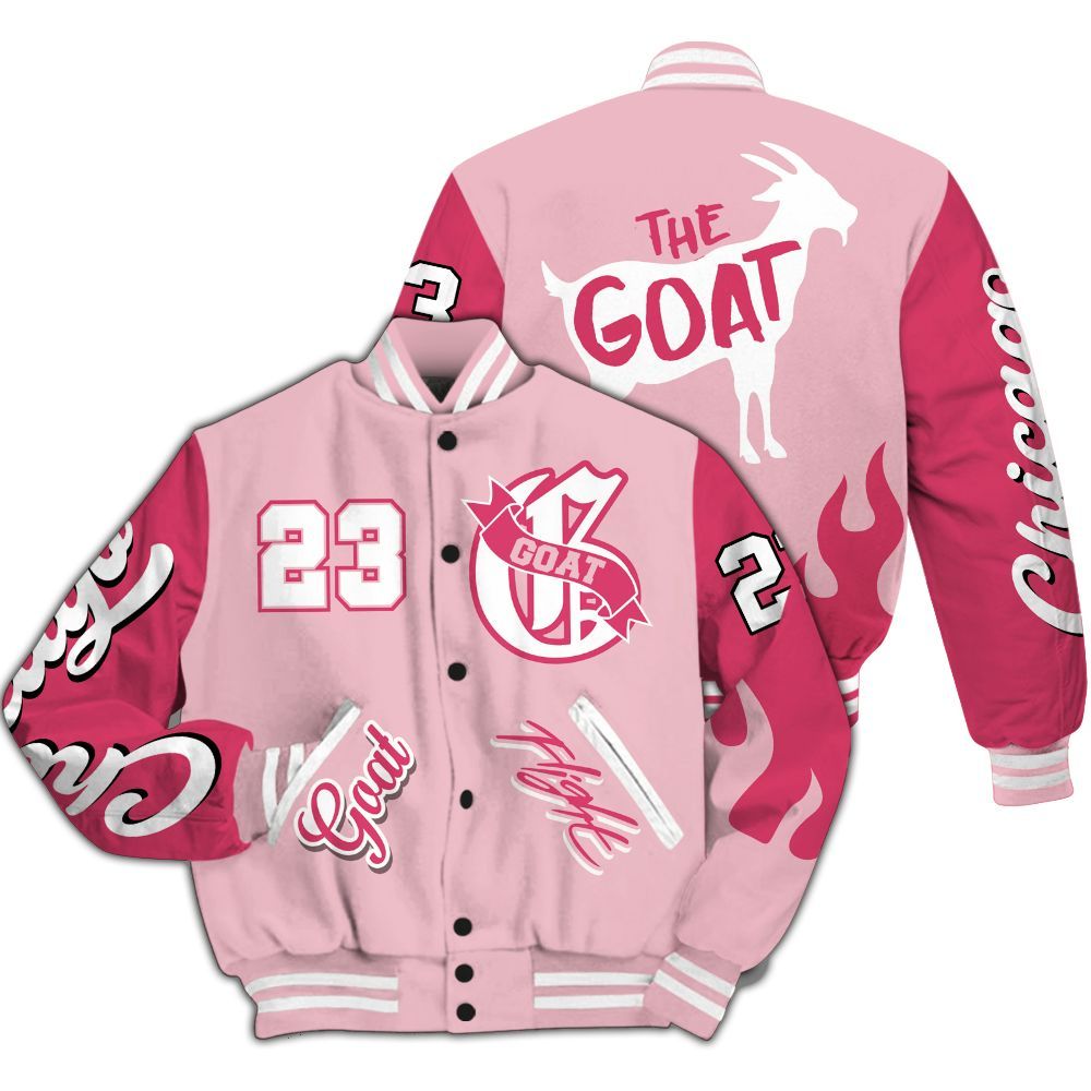 Varsity Jacket To Match Low OG Tropical Pink 1s - The G.O.A.T Streetwear All Over Print