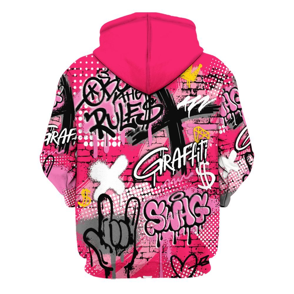 Hoodie To Match Air VaporMax Plus Triple Pink - True It Real Graffiti Streetwear All Over Print