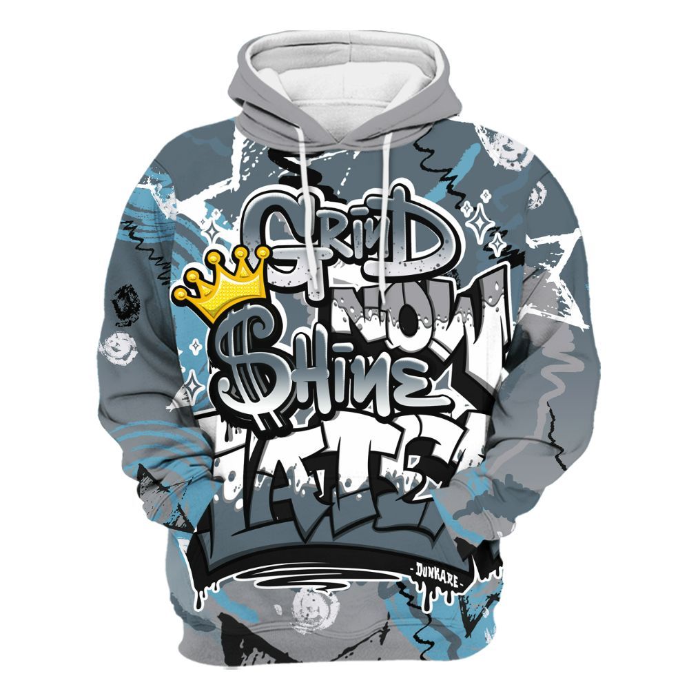 Hoodie To Match Retro Light Graphite Wolf Grey 5s - Grind Shine Later Drip All Over Print