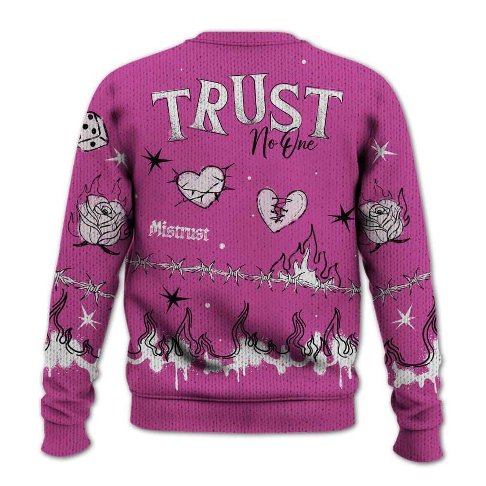 Knitted Sweater To Match Dunk Low Active Fuchsia - Trust No One Snake-Bite Doodle Crayon