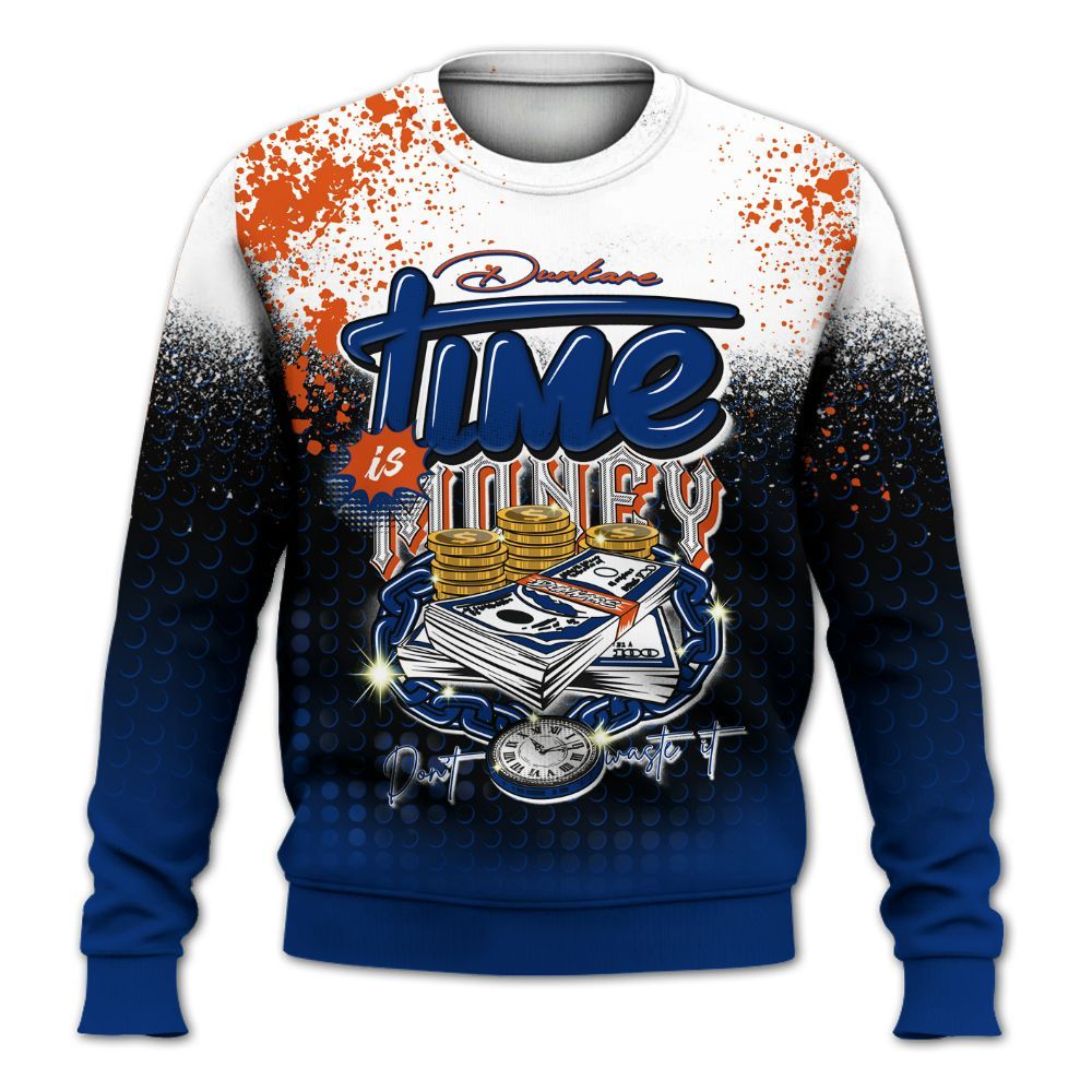 Sweatshirt To Match Mid Knicks 1s - Halftone Time Is Money All Over Print