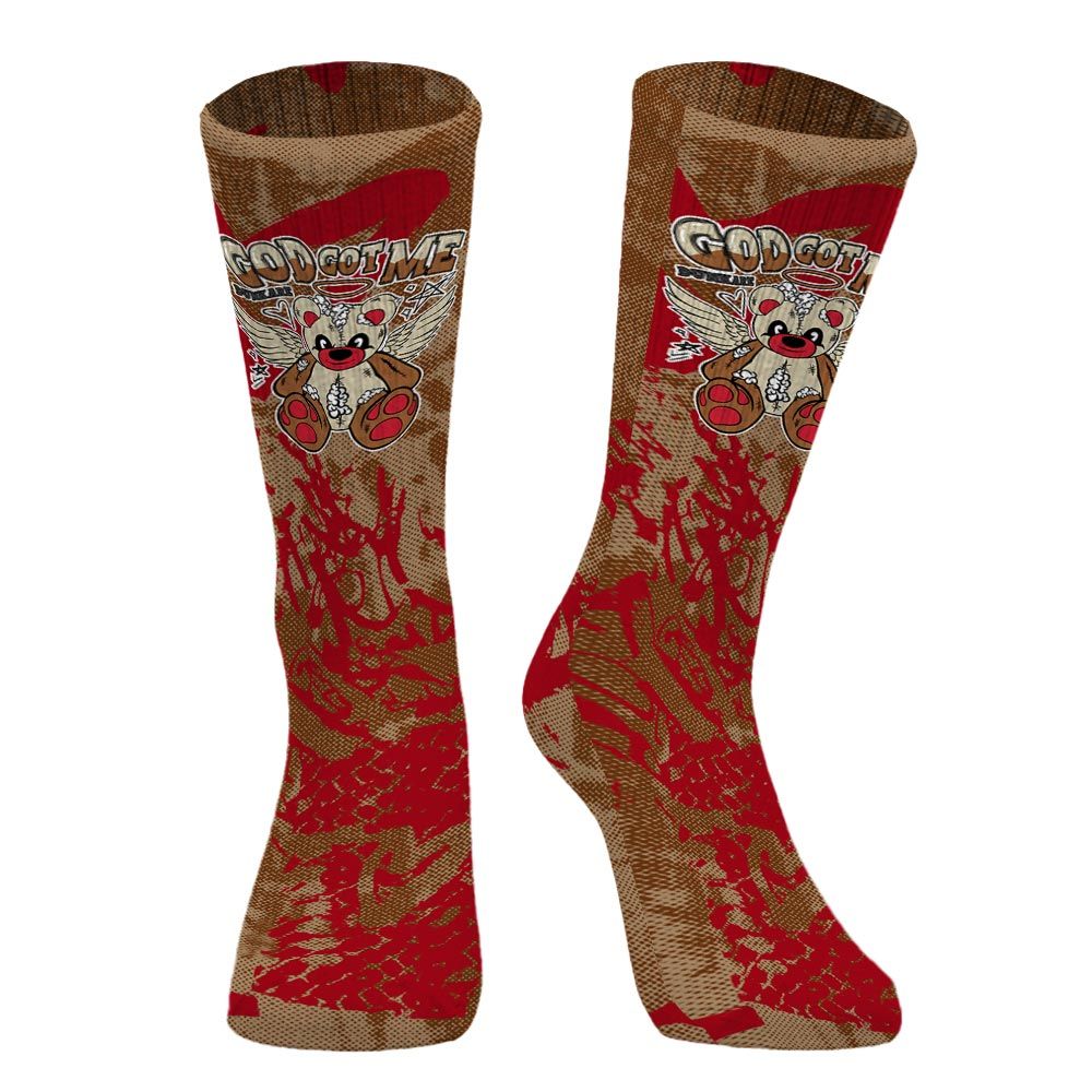 Sock To Match Archaeo Brown 5s - Gods Guides Me Bear Heart Grunge