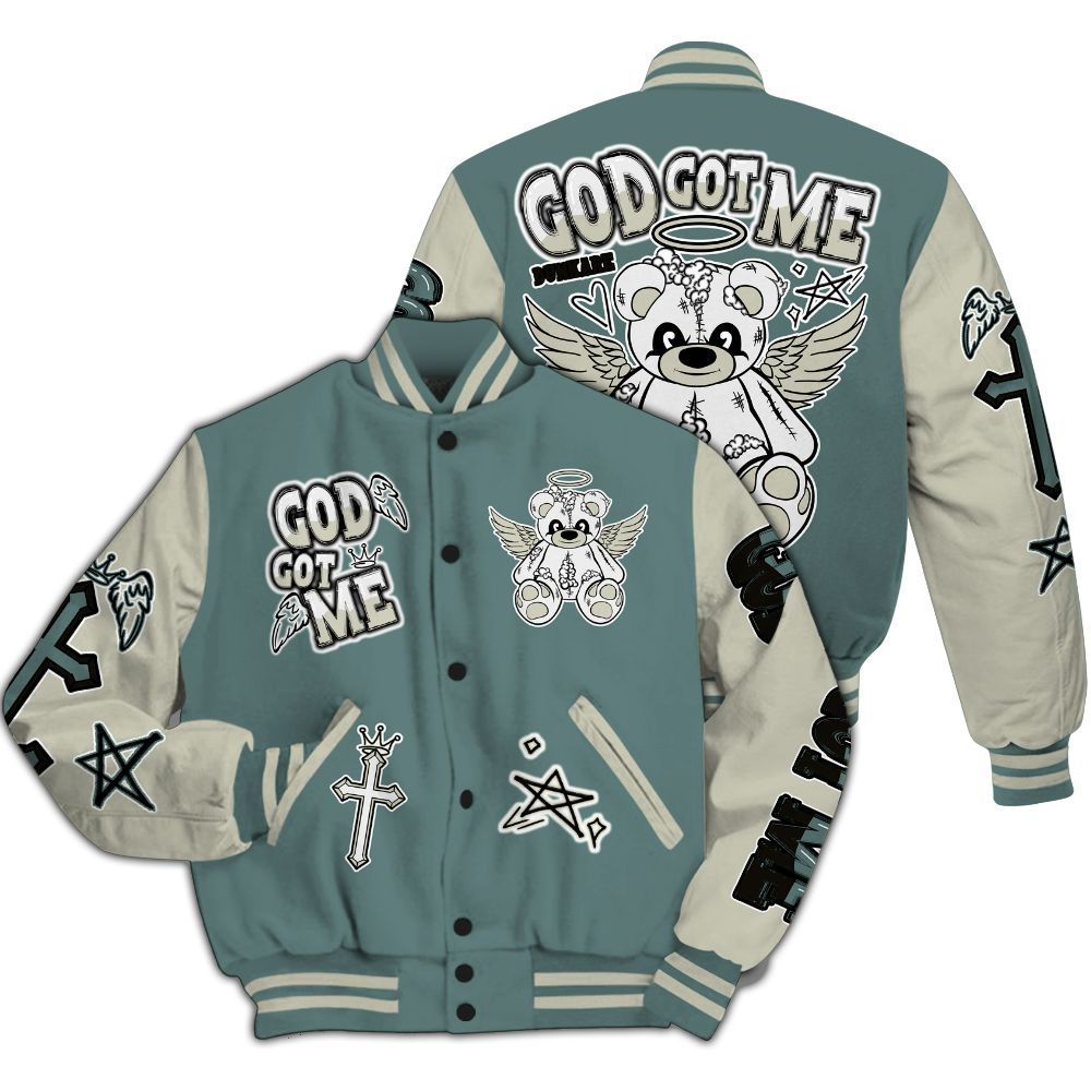 Varsity Jacket To Match AMM Low 17s - Gods Guides Me Bear All Over Print