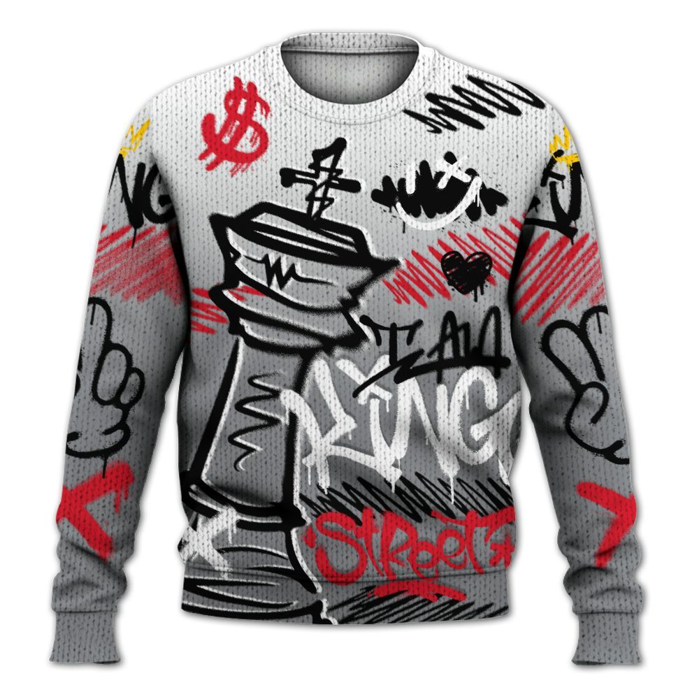Knitted Sweater To Match Black Cement 3s - Street King Chess Streetwear