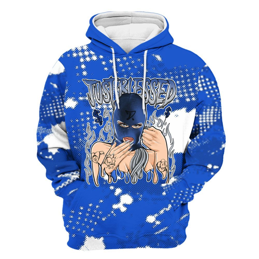Hoodie To Match Air Foamposite One Royal - Blessed!! Smoke Dot All Over Print