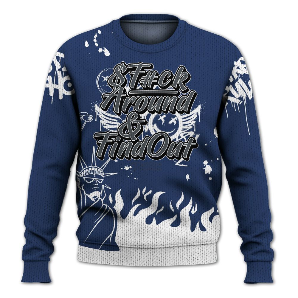 Knitted Sweater To Match Retro Flint 13s - Graphic Fck Around Find Out