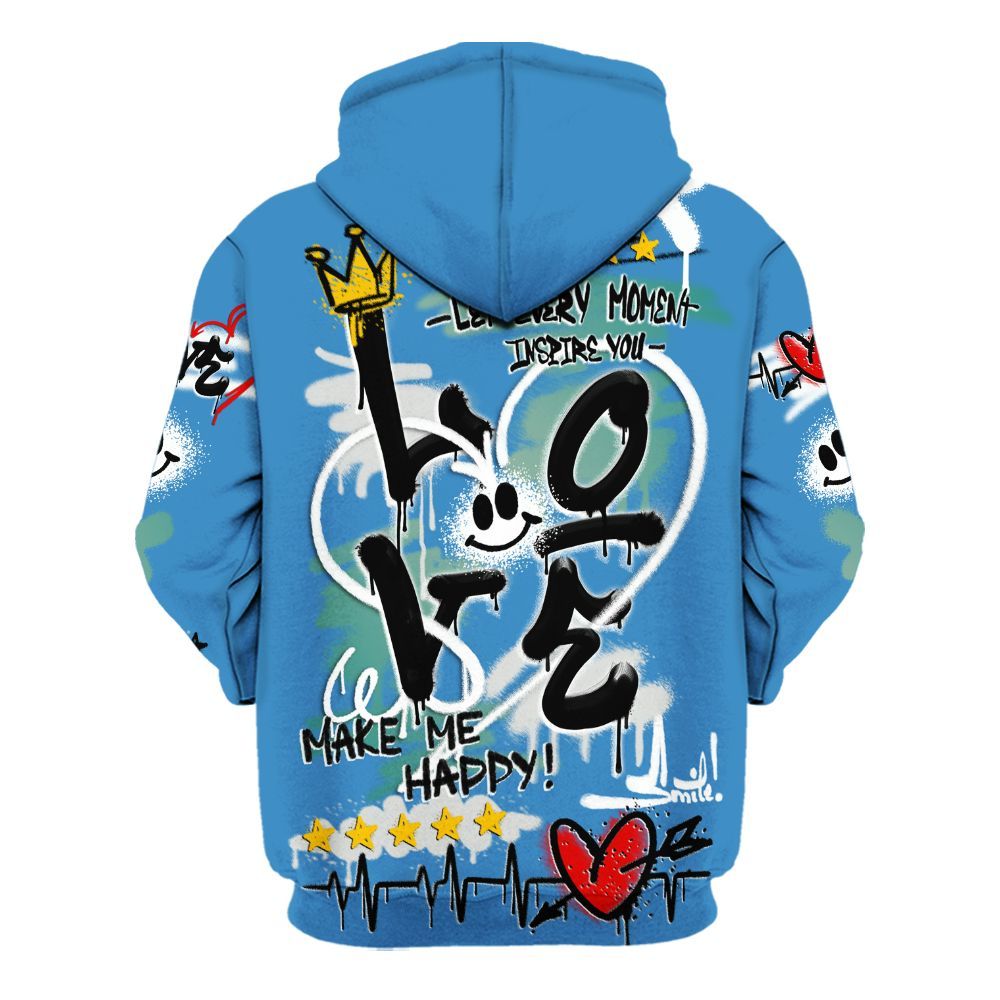 Hoodie To Match Low Carolina 17s - Happy Love Beats Graffiti Streetwear All Over Print