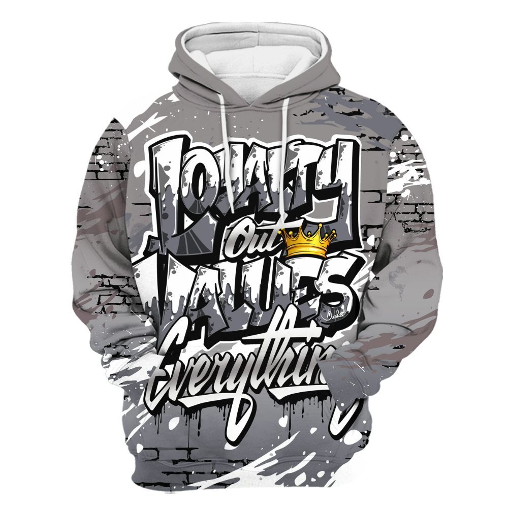 Hoodie To Match Cool Grey 11s - Values Of Loyalty Drip All Over Print