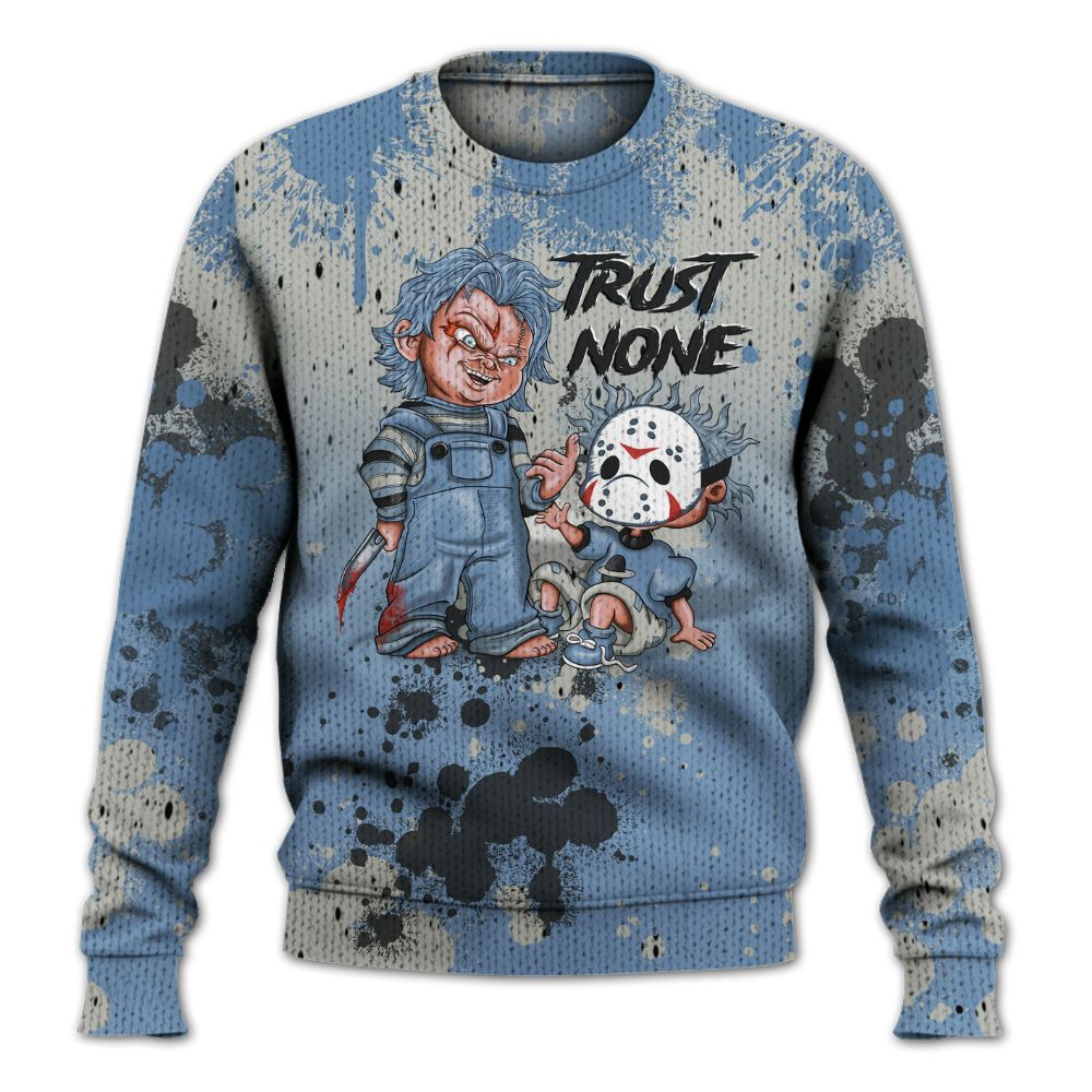 Knitted Sweater To Match University Blue 4s - Trust No One Scary