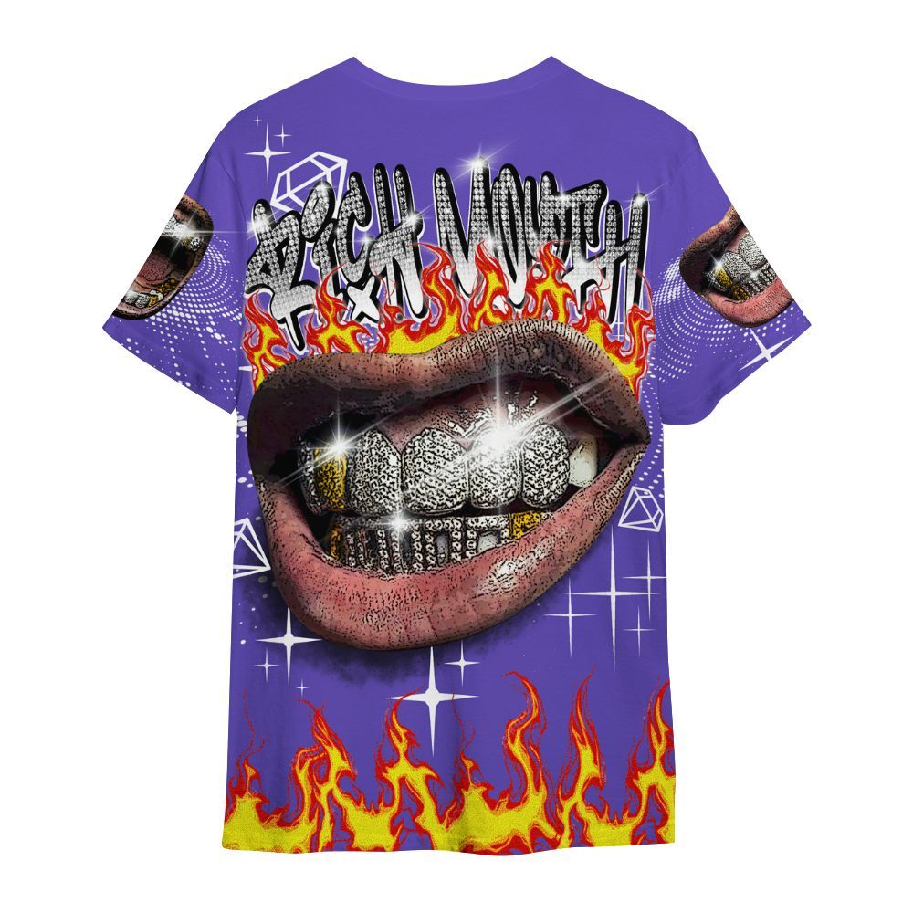 Shirt To Match Field Purple 12s - Rich Mouth Fire Rap Retro 90s All Over Print