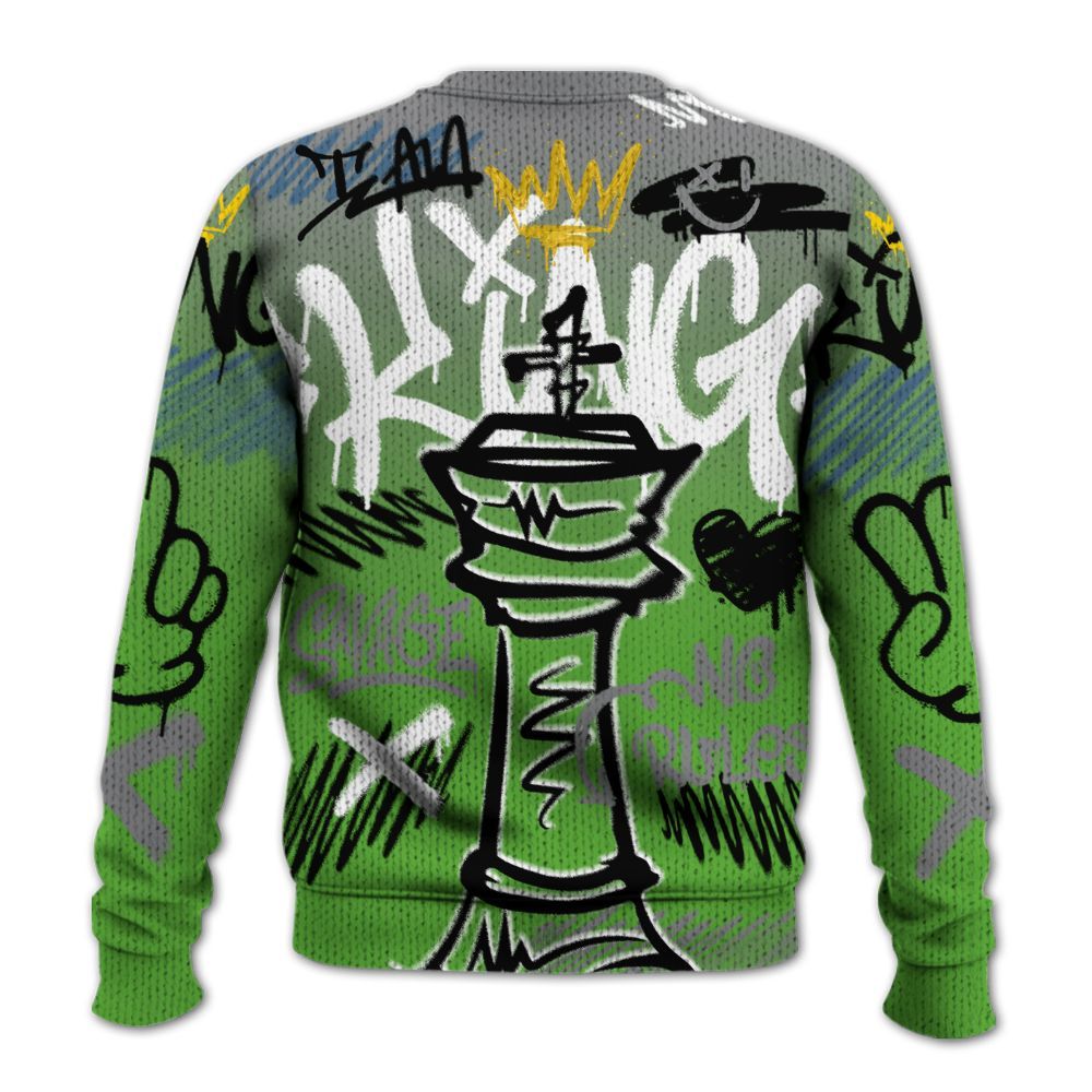 Knitted Sweater To Match Retro Green Bean 5s - Street King Chess Streetwear