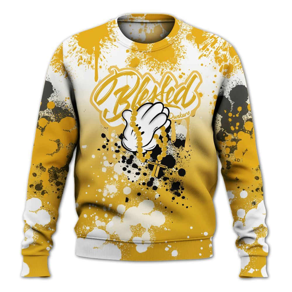 Sweatshirt To Match Vivid Sulfur 4s - God Blessed Ink Drip All Over Print