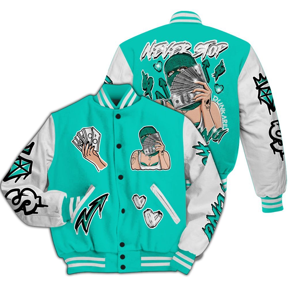 Varsity Jacket To Match Dunk Low Clear Jade - Hustling Unique All Over Print