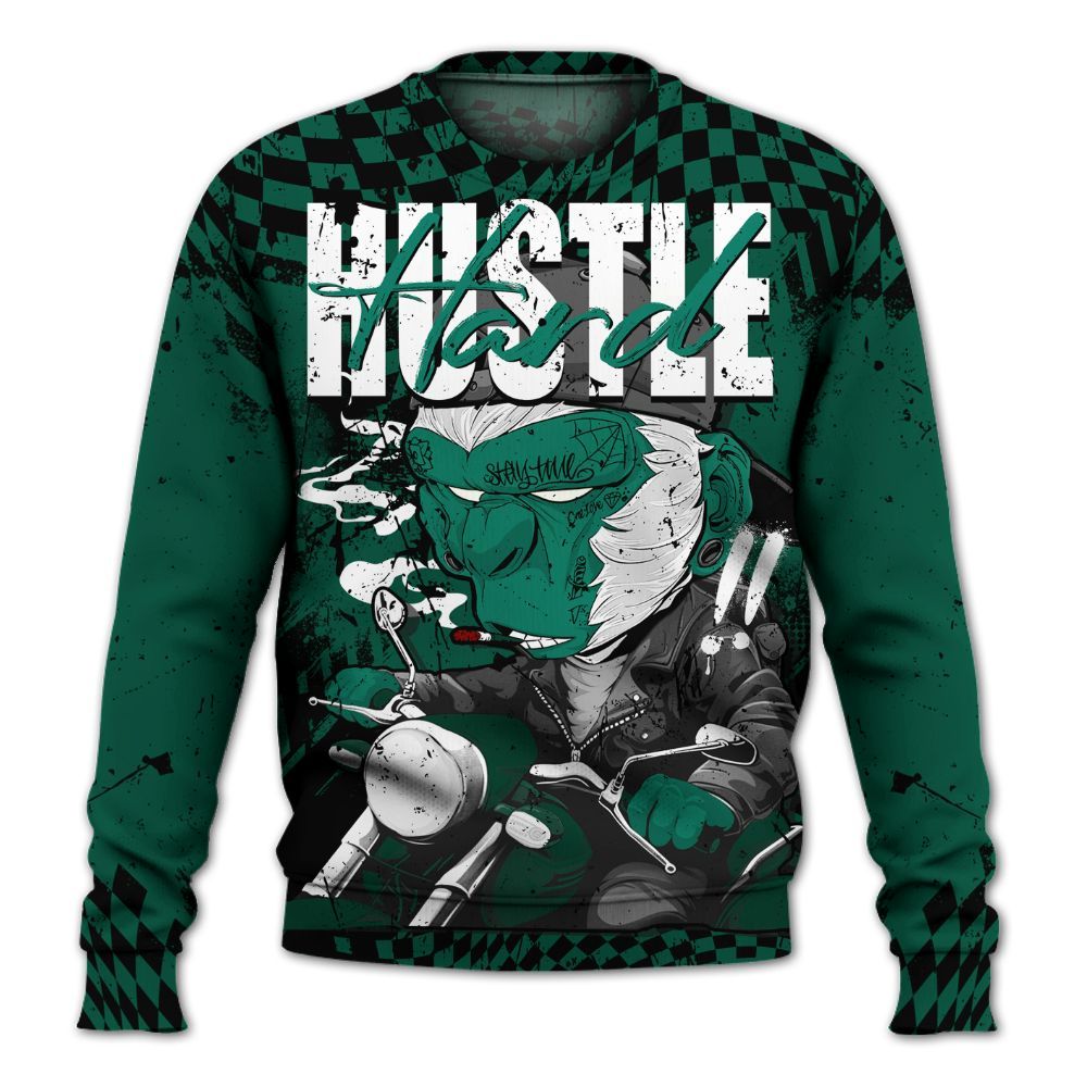 Sweatshirt To Match Oxidized Green 4s - Hustle Hard Monkey All Over Print
