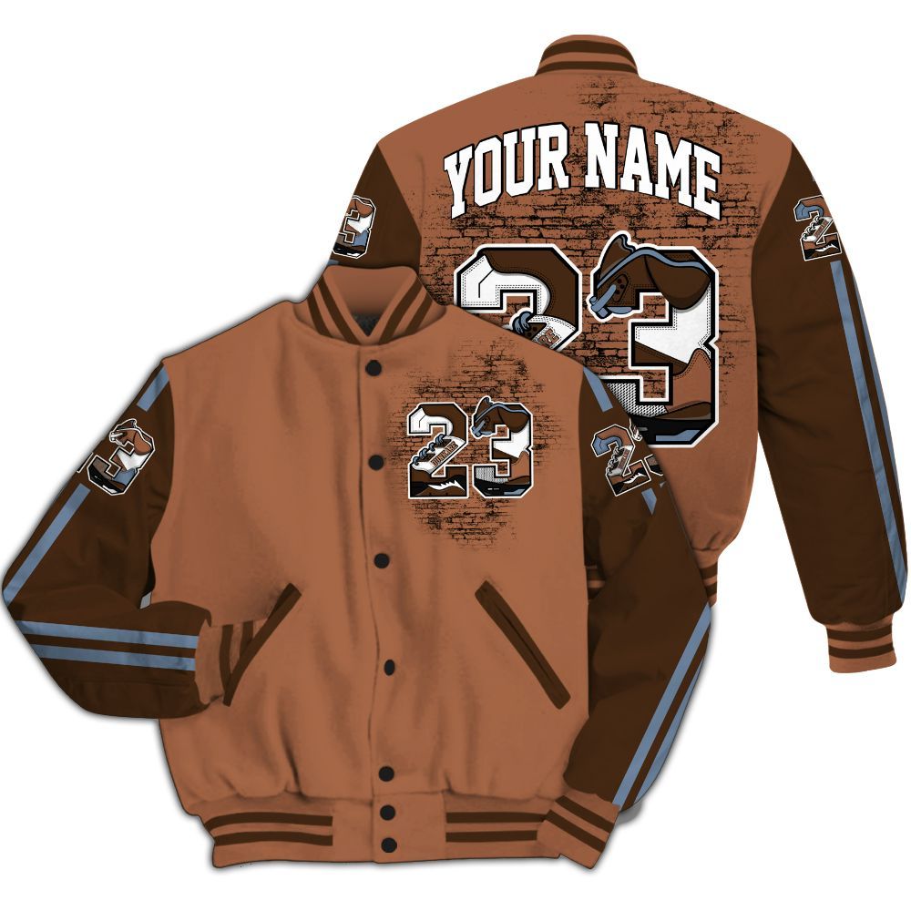 Varsity Jacket To Match Air Foamposite Metallic Copper - Custom Name Number 23 5s All Over Print
