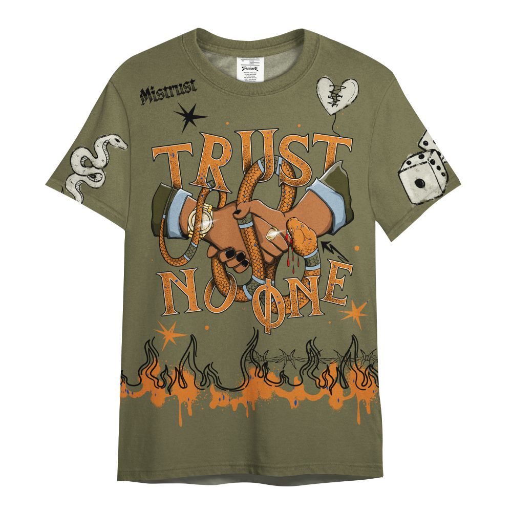 Shirt To Match Olive 5s - Trust No One Snake-Bite Doodle Crayon All Over Print