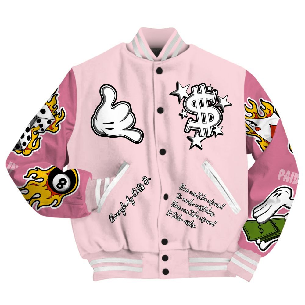 Varsity Jacket To Match GS Pearl Pink 12s - Everybody Paid In Full Graphic All Over Print