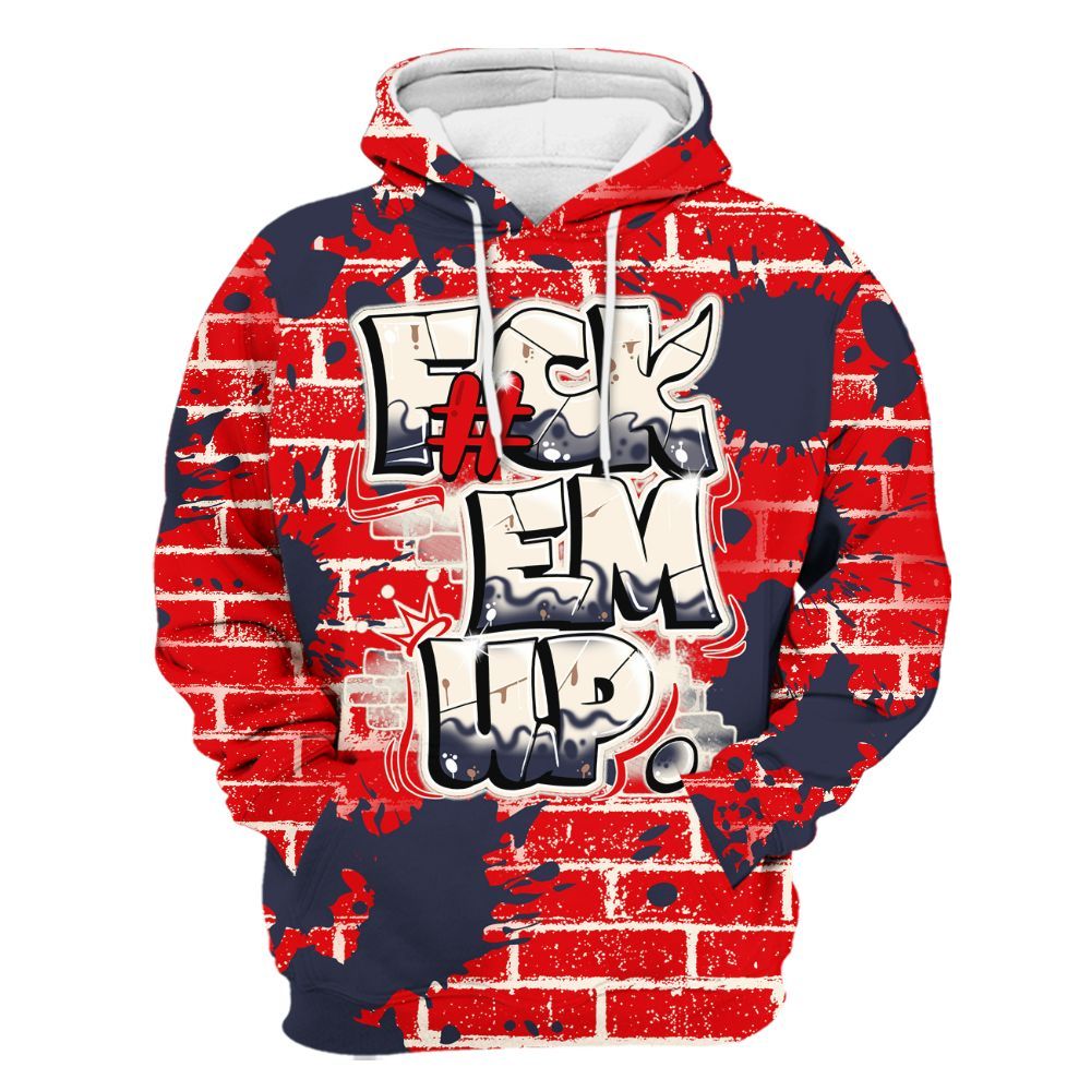 Hoodie To Match Low OG Howard University 1s - F#ck Em Graphic Brick Art All Over Print