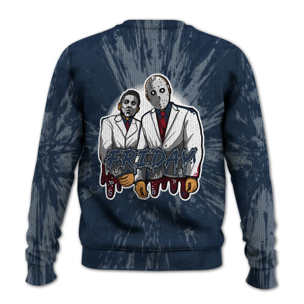 Knitted Sweater To Match White Midnight Navy 6s - Friday Halloween Graphic Luxury