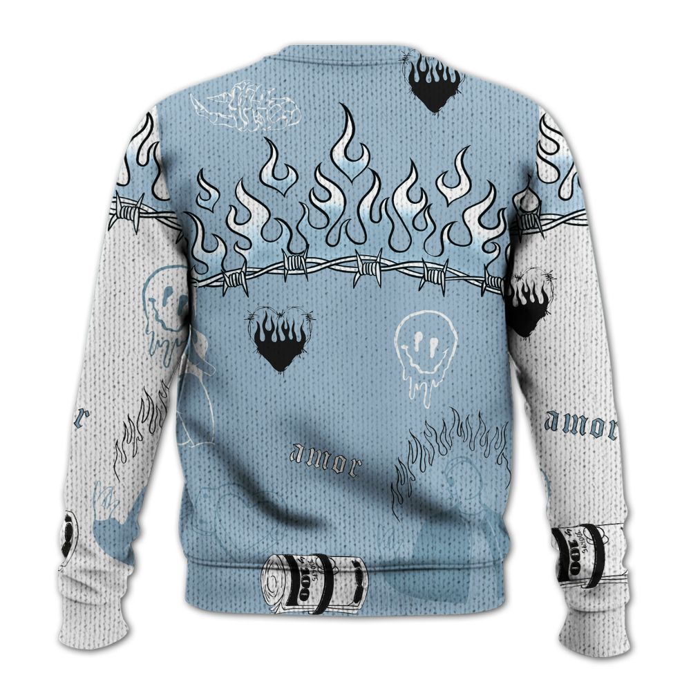 Knitted Sweater To Match Mid Ice Blue 1s - Snake Trust No One