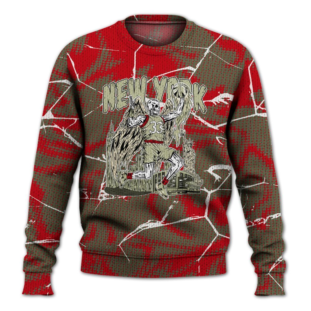 Knitted Sweater To Match Travis Scott Low OG Medium Olive 1s - Ewing Era Skeleton Crack