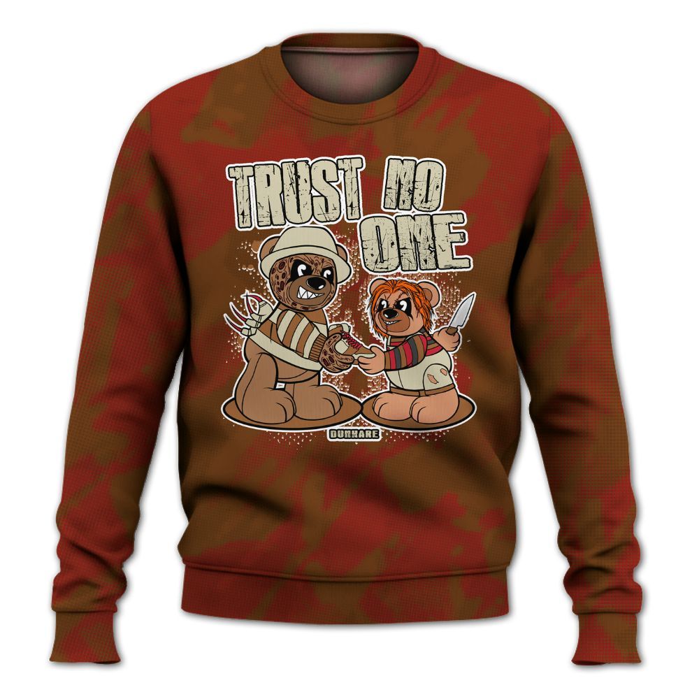 Sweatshirt To Match Archaeo Brown 5s - Trust No One Bear Abstract Halftone All Over Print