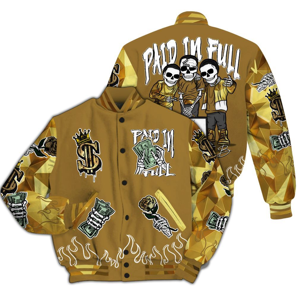 Varsity Jacket To Match NET Gold 4s - Fire Everybody Paid In All Over Print