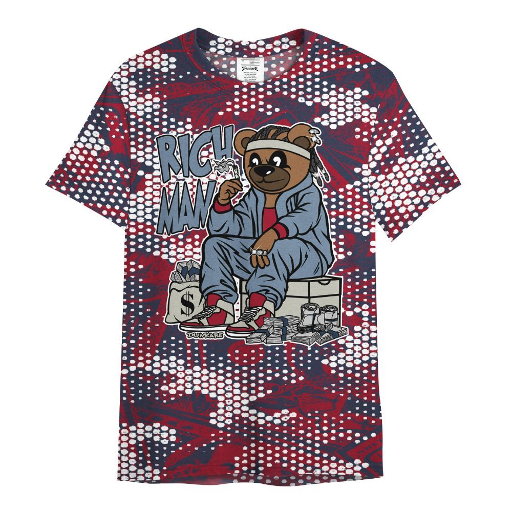 Shirt To Match Navy Blue 2024 6s - Rich Man Bear Banknotes Art All Over Print