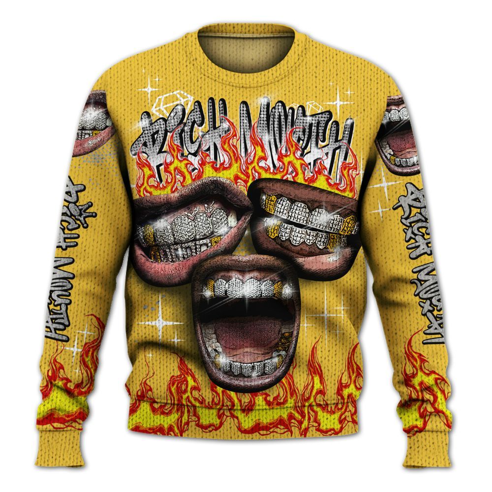 Knitted Sweater To Match Low Yellow Python 11s - Rich Mouth Fire Rap Retro 90s