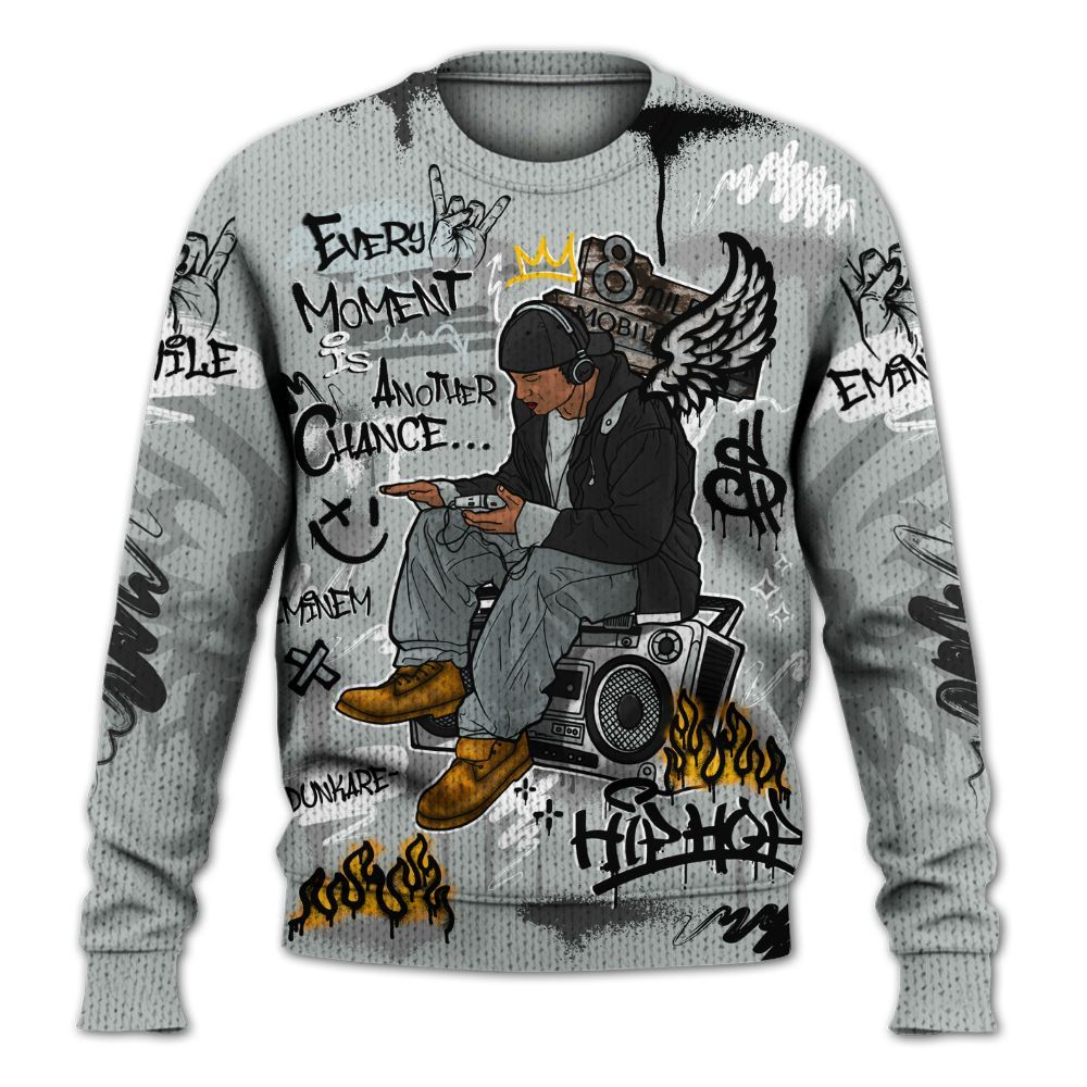 Sweater To Match Black Wolf Grey 12s - 8Mile Movie Graffiti Graphic