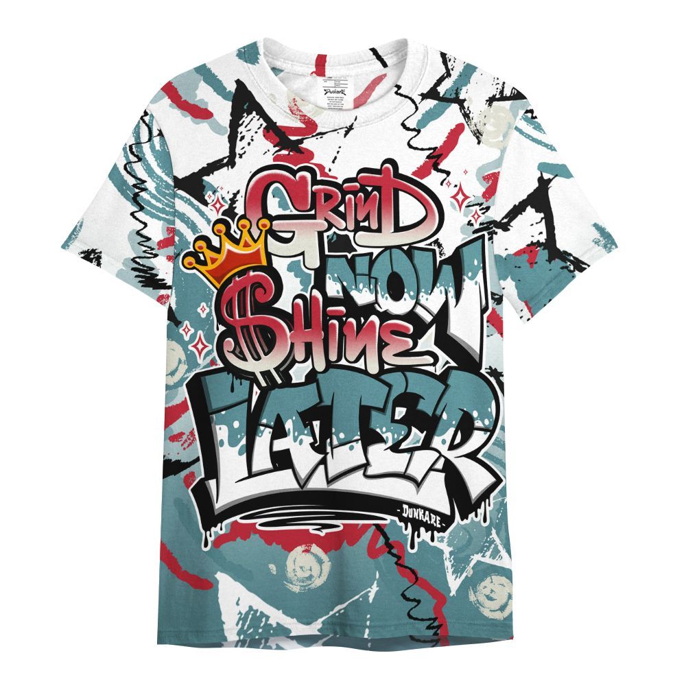 Shirt To Match Dunk Low Denim Turquoise Royal - Grind Shine Later Drip All Over Print